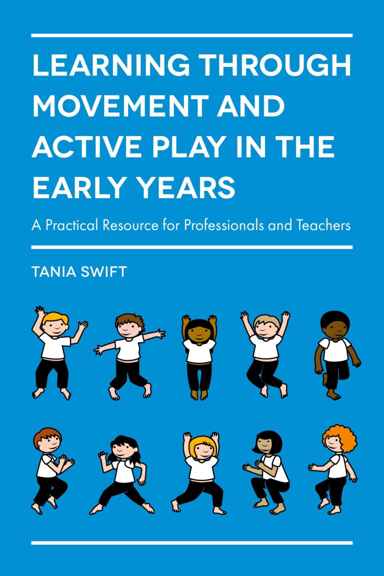 the cover of 'learning through movement and active play in the early years', featuring cartoons of excercising children