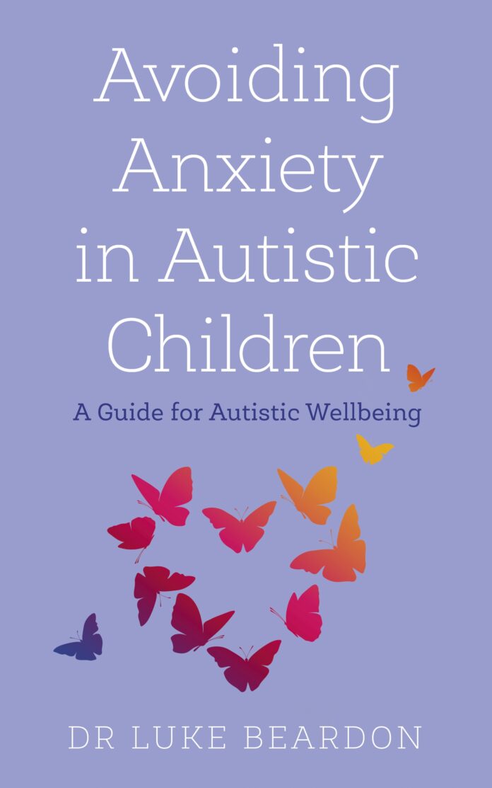 The cover of 'avoiding anxiety in Autistic children, featuring a heart made up of red and orange butterflies