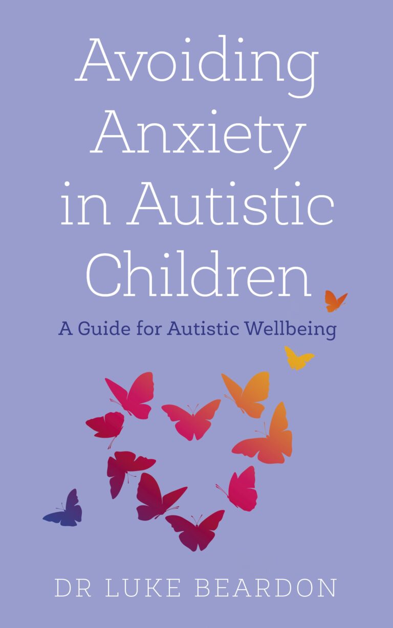 The cover of 'avoiding anxiety in Autistic children, featuring a heart made up of red and orange butterflies